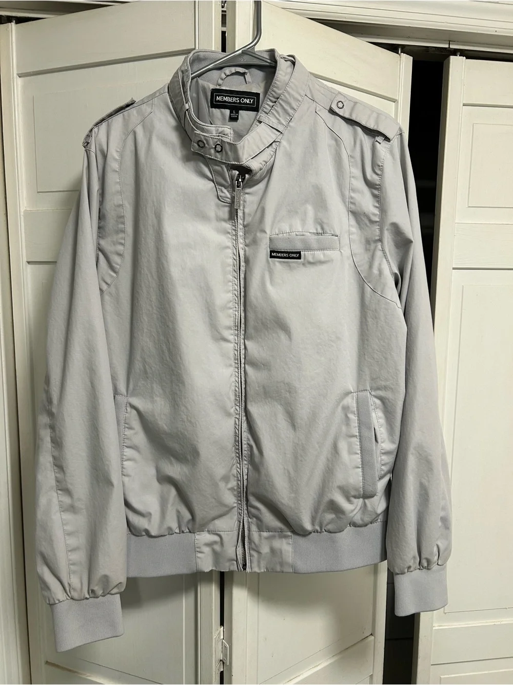 Members Only Light Gray Men's Bomber Jacket Vintage
